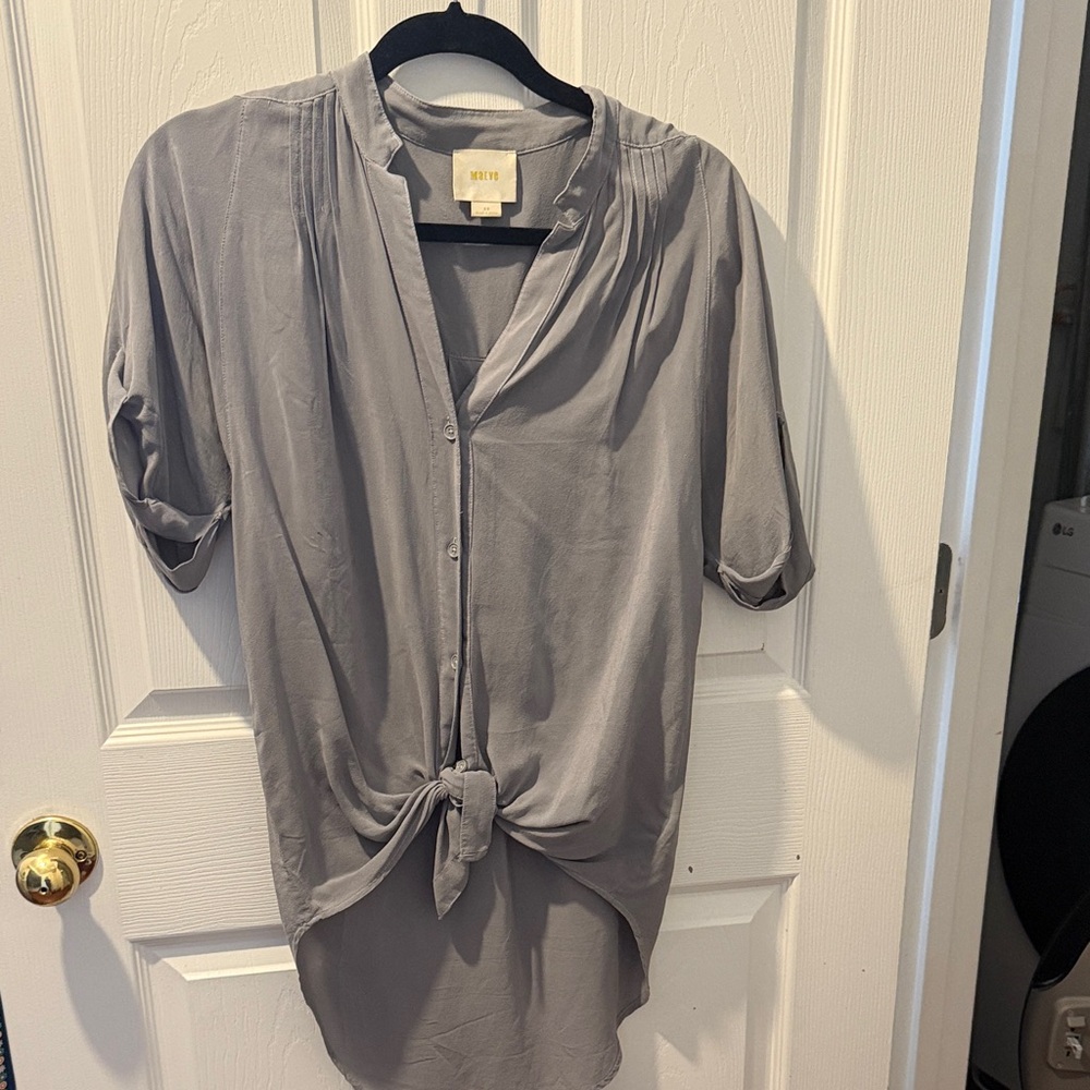 Maeve Charcoal Tie-Front Blouse
